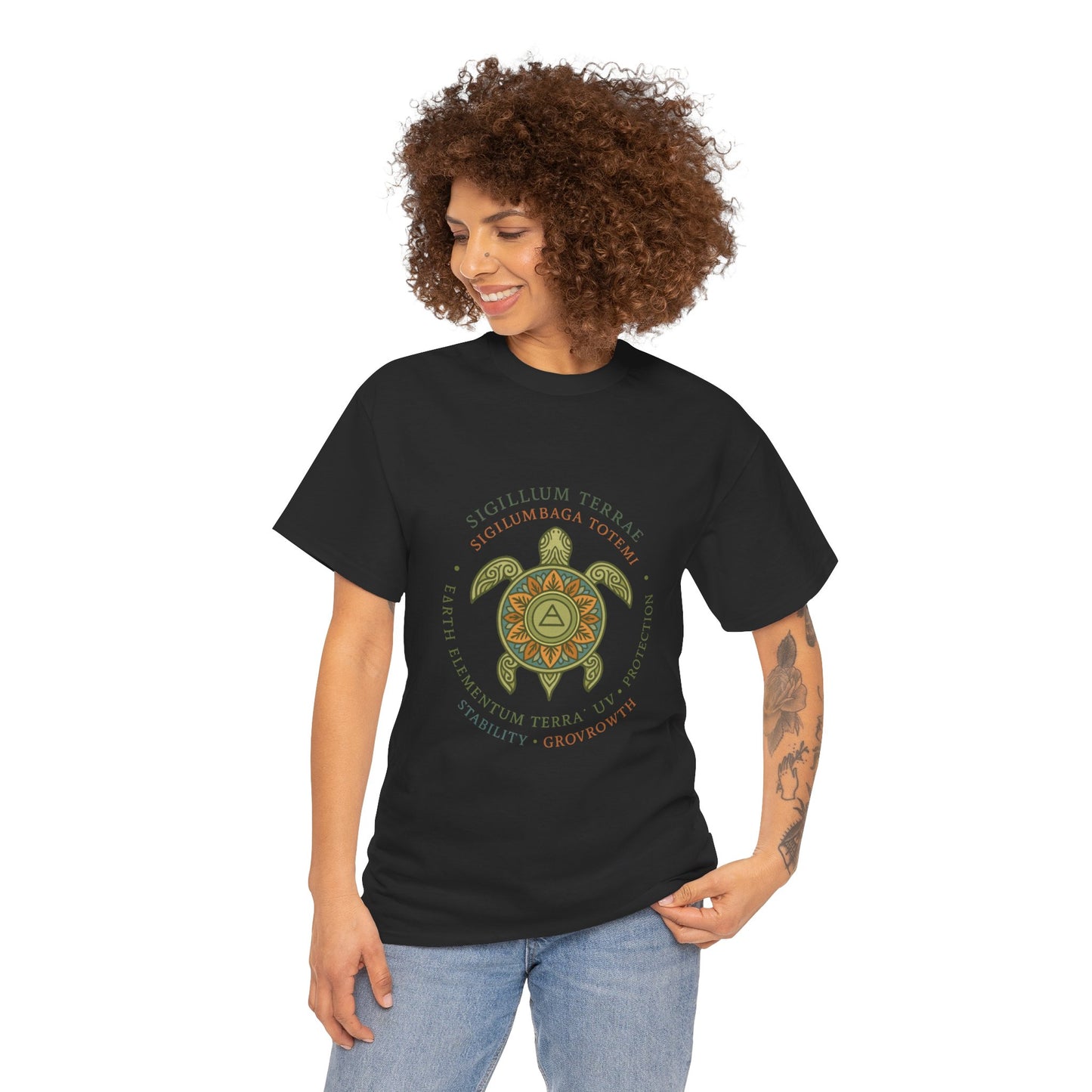 Earth Totem Turtle Unisex T-Shirt, Sigillum Terrae Symbol, Elemental Growth Unisex Tee, Spiritual UV Protection Shirt, Nature Symbol Gift