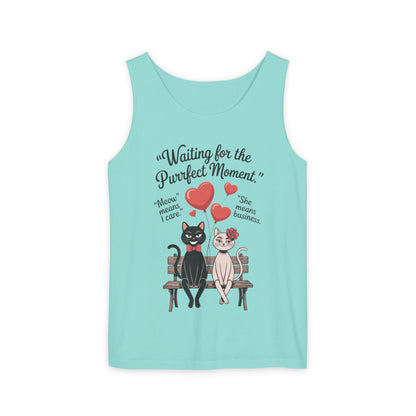 Cute Cat Lovers Tank, Womens Heavy Cotton Tank Top for Pet Owners, Funny Cat Tee, Gift for Cat Lovers, Casual T-Shirt, Animal Art Tee