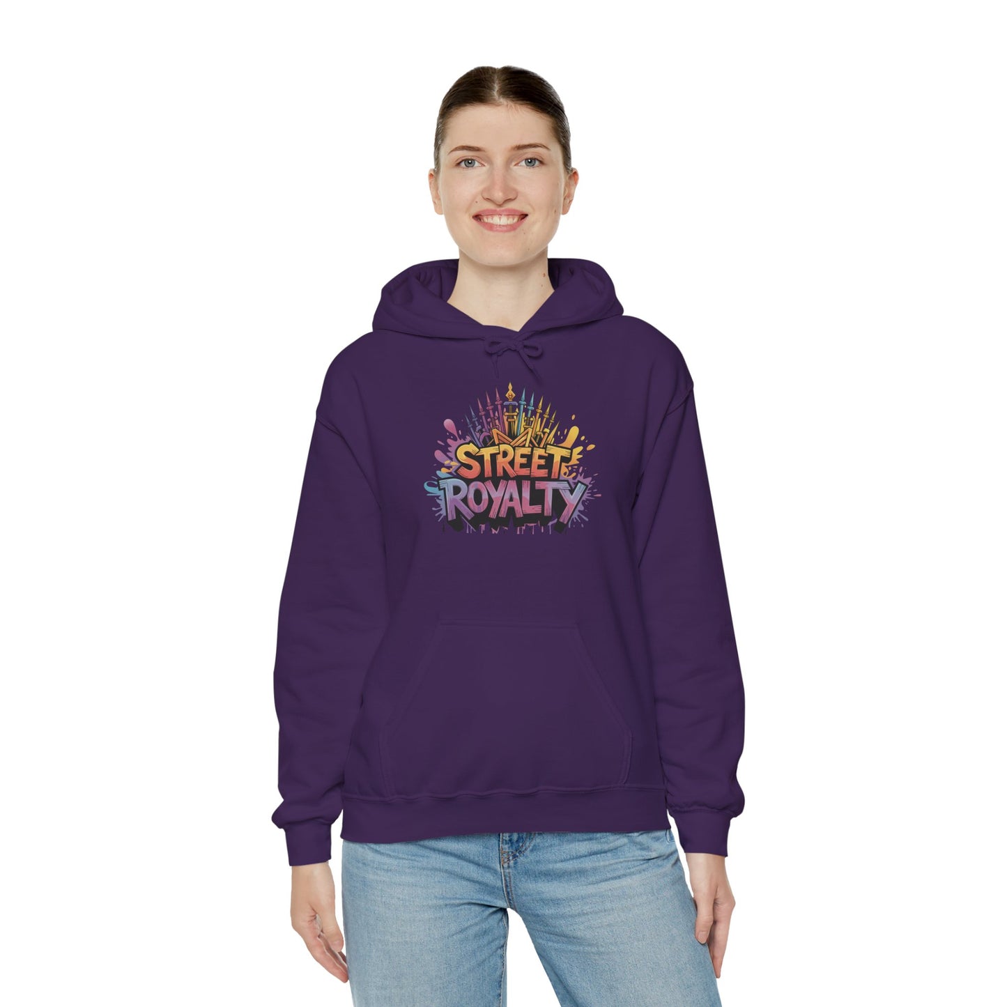 Street Royalty Women's Hoodie, Graffiti Crown Graphic Pullover, Urban Streetwear Sweatshirt for Girls