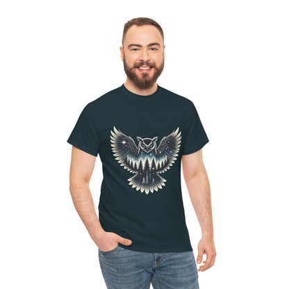 Mystical Owl Graphic Tee, Wildlife Lover Gift, Nature Shirt, Festival Wear, Boho Style, Night Bird Graphic T-Shirt