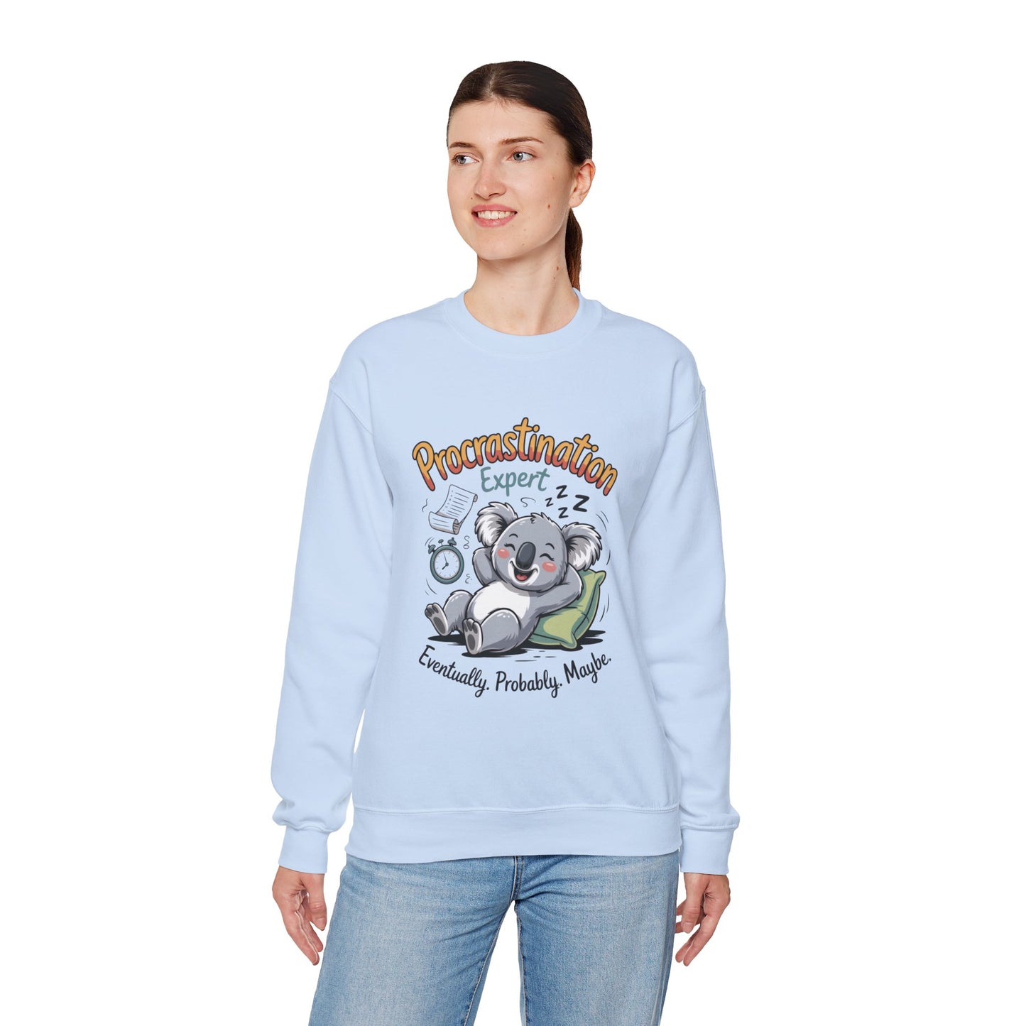Procrastination Expert Womens Sweatshirt, Funny Crewneck, Cozy Gift for Students, Lazy Day Apparel, Womens Sweatshirt for Relaxation