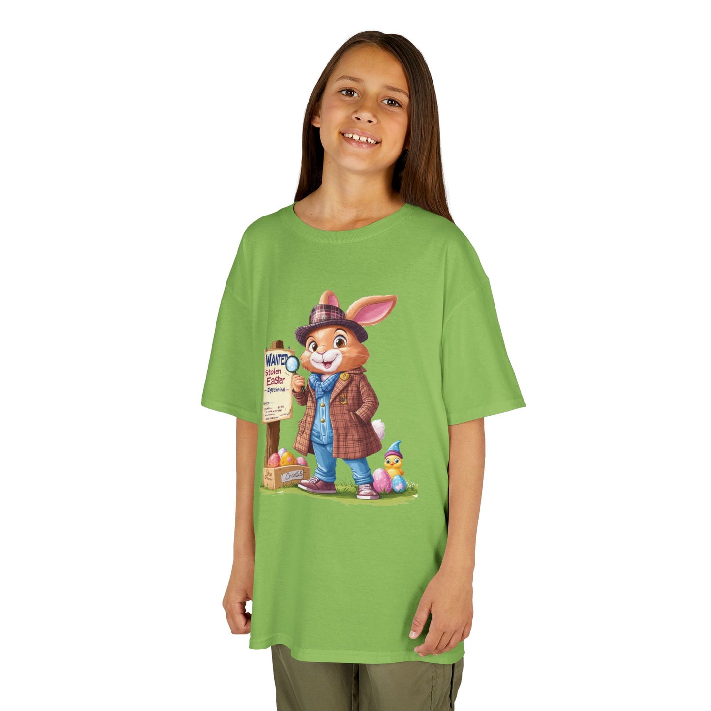 Detective Bunny Easter Kids Tee - Fun Egg Hunt T-Shirt with Mystery Theme, Cute Spring Gift for Kids, Heavy Cotton Easter Outfit