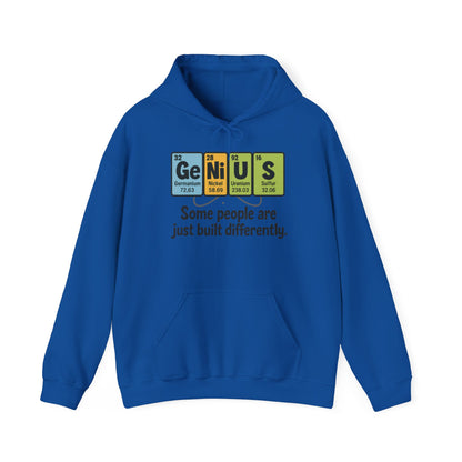 Funny Mens Genius Hoodie, Periodic Table Nerd Sweatshirt, Smart Science Pullover Gift for Him, Science Lover Apparel, Funny Hoodie