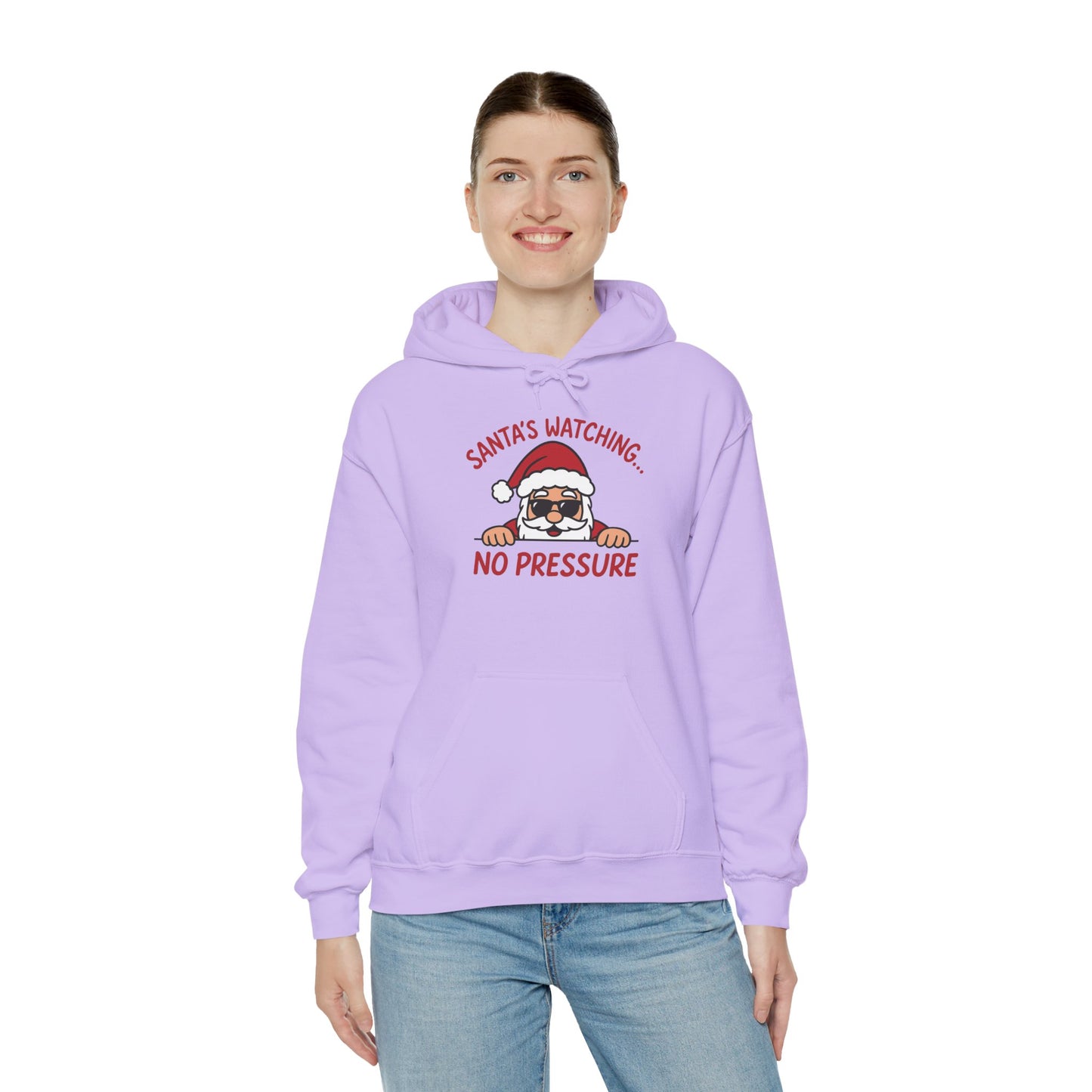 Sant's Watching No Pressure Women's Christmas Hoodie, Funny Holiday Sweatshirt