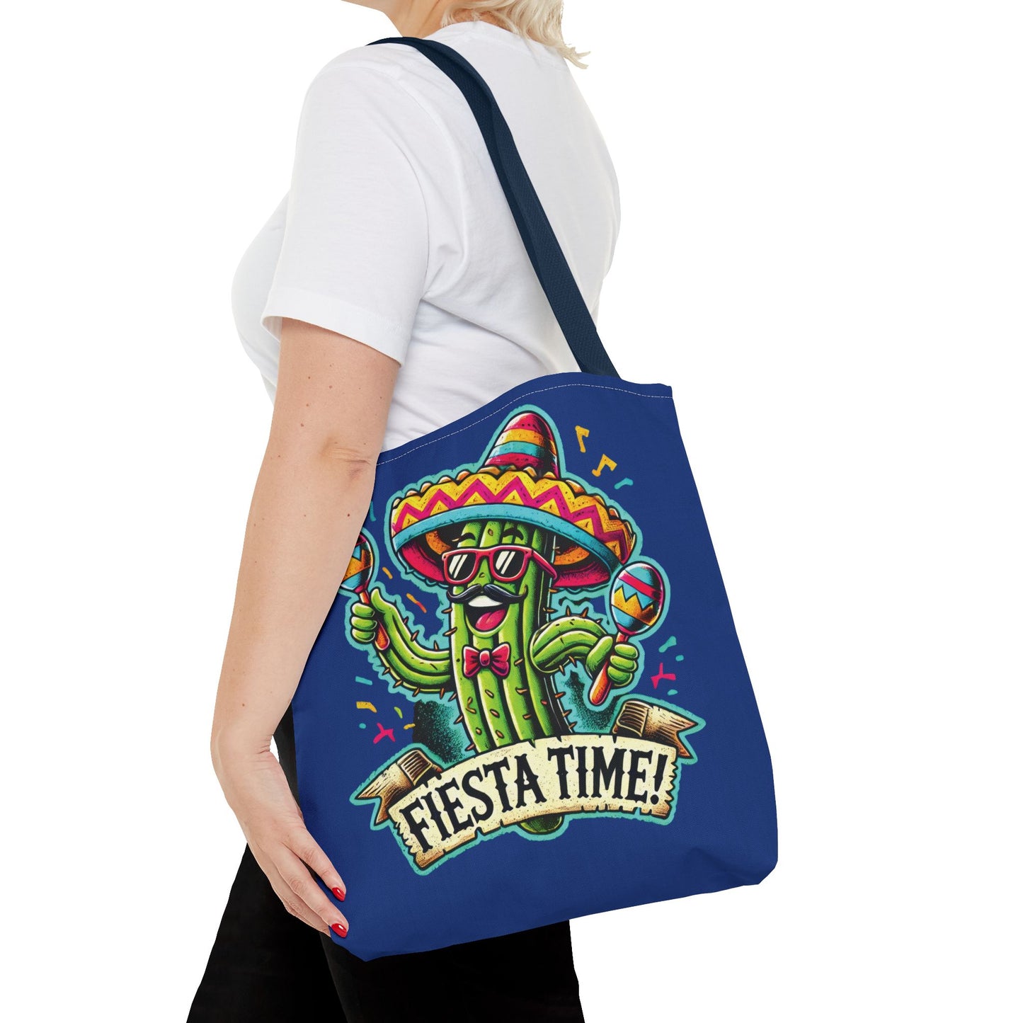 Fiesta Time Cactus Tote Bag, Funny Mexican Party Gift, Sombrero Maracas Print, Cinco de Mayo Bag, Summer Festival Tote, Beach Bag, Shopping