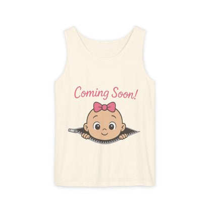 Coming Soon Maternity Tank Top, Cute Baby Girl Pregnancy Announcement Shirt, Expecting Mom Gift, Gender Reveal Tee, Baby Shower Gift