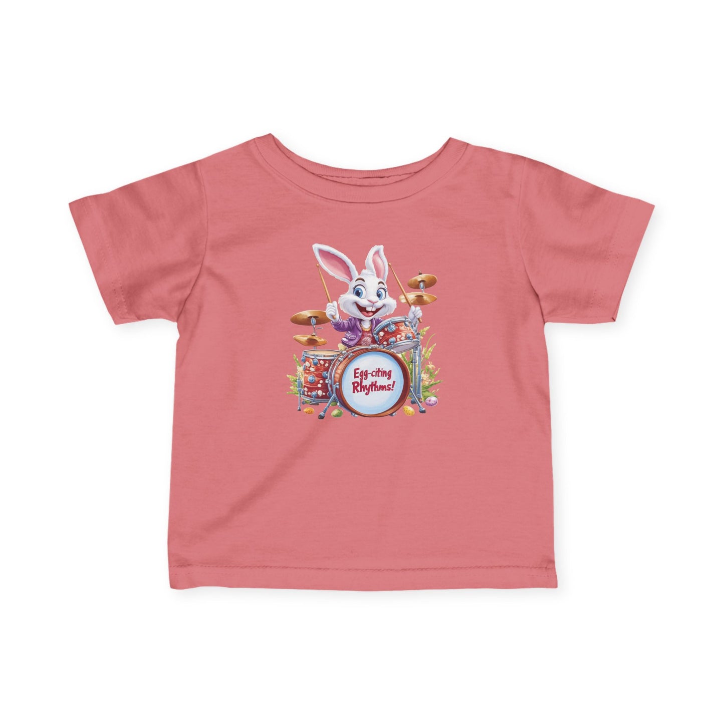 Baby Easter Bunny Drummer Tee - Cute Infant Music Shirt for 6-24 Months, Fun Spring Gift for Babies, Adorable Bunny Playing Drums