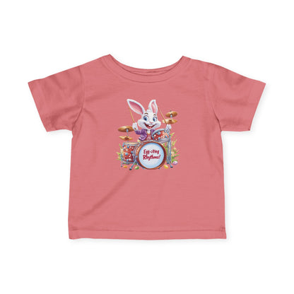Baby Easter Bunny Drummer Tee - Cute Infant Music Shirt for 6-24 Months, Fun Spring Gift for Babies, Adorable Bunny Playing Drums