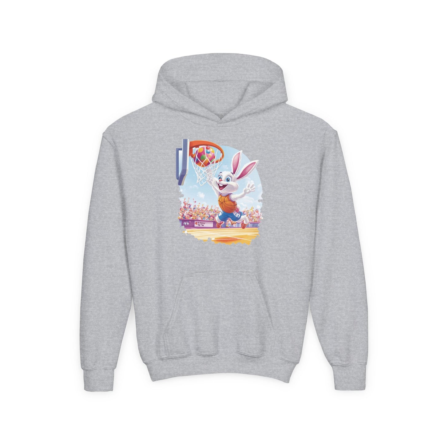 Easter Basketball Bunny Kids Hoodie - Fun Bunny Dunking Egg Ball, Cute Spring Sports Sweatshirt for Kids, Easter  Gift Idea