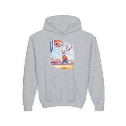 Easter Basketball Bunny Kids Hoodie - Fun Bunny Dunking Egg Ball, Cute Spring Sports Sweatshirt for Kids, Easter  Gift Idea