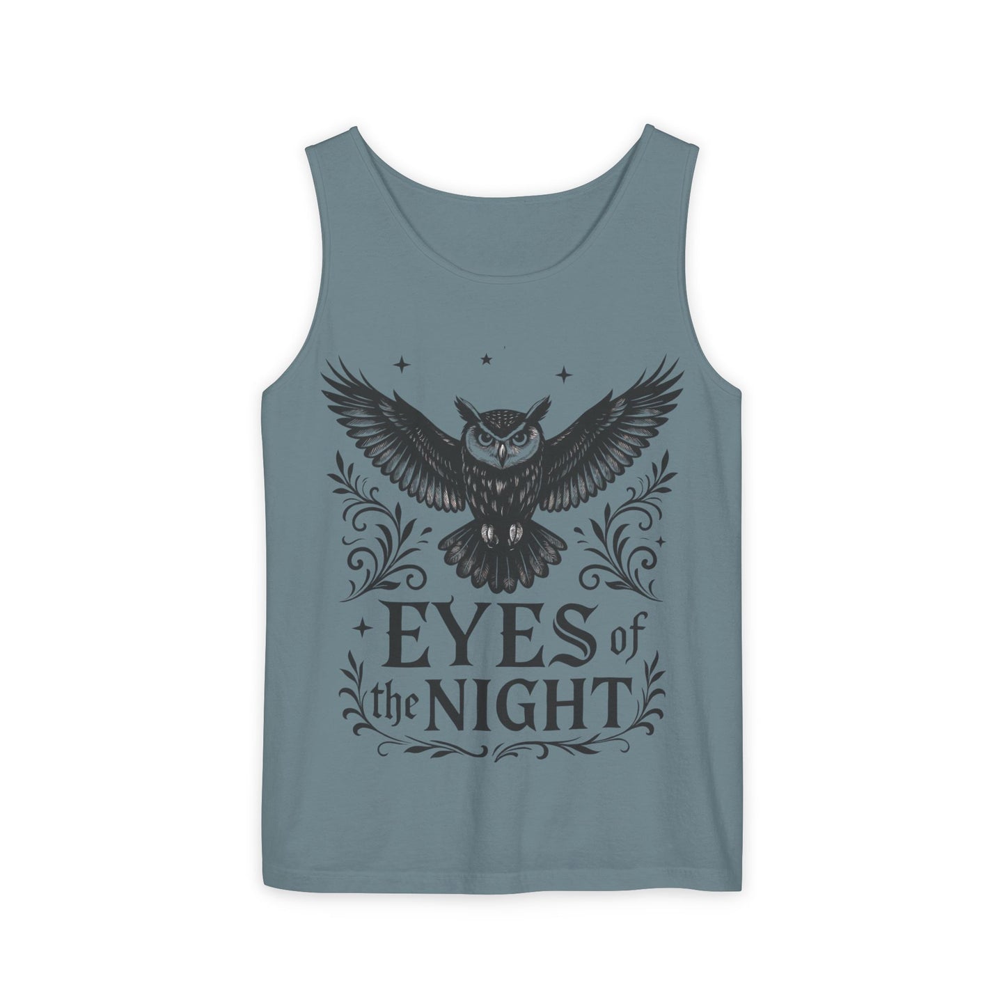 Eyes of the Night Owl Tank Top, Mens Summer Wear, Boho Aesthetic, Festival Outfit, Nature Lover Gift, Halloween Apparel