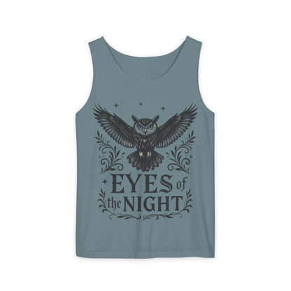 Eyes of the Night Owl Tank Top, Mens Summer Wear, Boho Aesthetic, Festival Outfit, Nature Lover Gift, Halloween Apparel