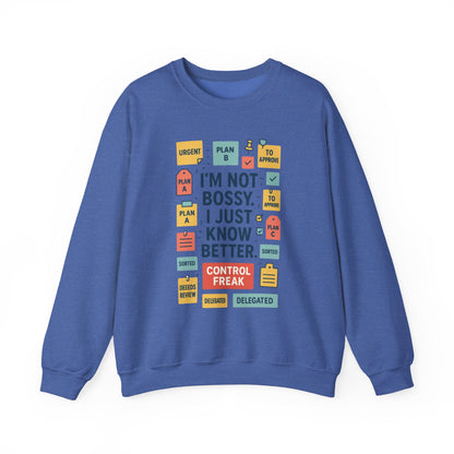 Funny Mens Control Freak Sweatshirt, Sarcastic Crewneck Gift for Him, Perfect Gift for Bossy Friends
