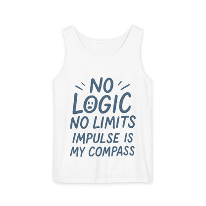 Funny Mens Tank Top, No Limits Impulse Quote, Relaxed Fit Tee, Casual Wear for Creatives, Gift for Artists Impulsive Style Shirt