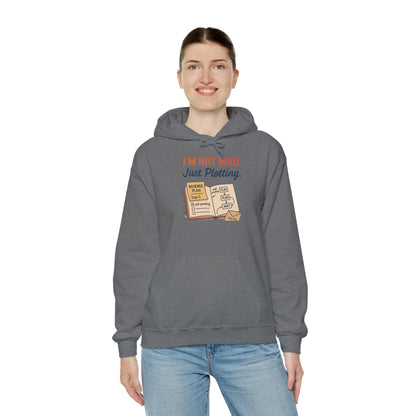Sarcastic Womens Hoodie, Im Not Mad Just Plotting, Funny Passive Aggressive Sweatshirt Gift, Plotting Humor Hooded Womens Sweatshirt