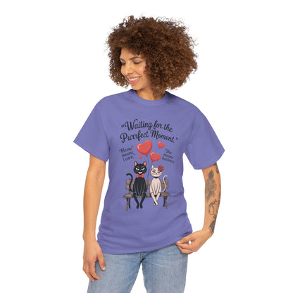 Cute Cat Lovers Tee, Womens Heavy Cotton Tee for Pet Owners, Funny Cat Shirt, Gift for Cat Lovers, Casual T-Shirt, Animal Art Tee