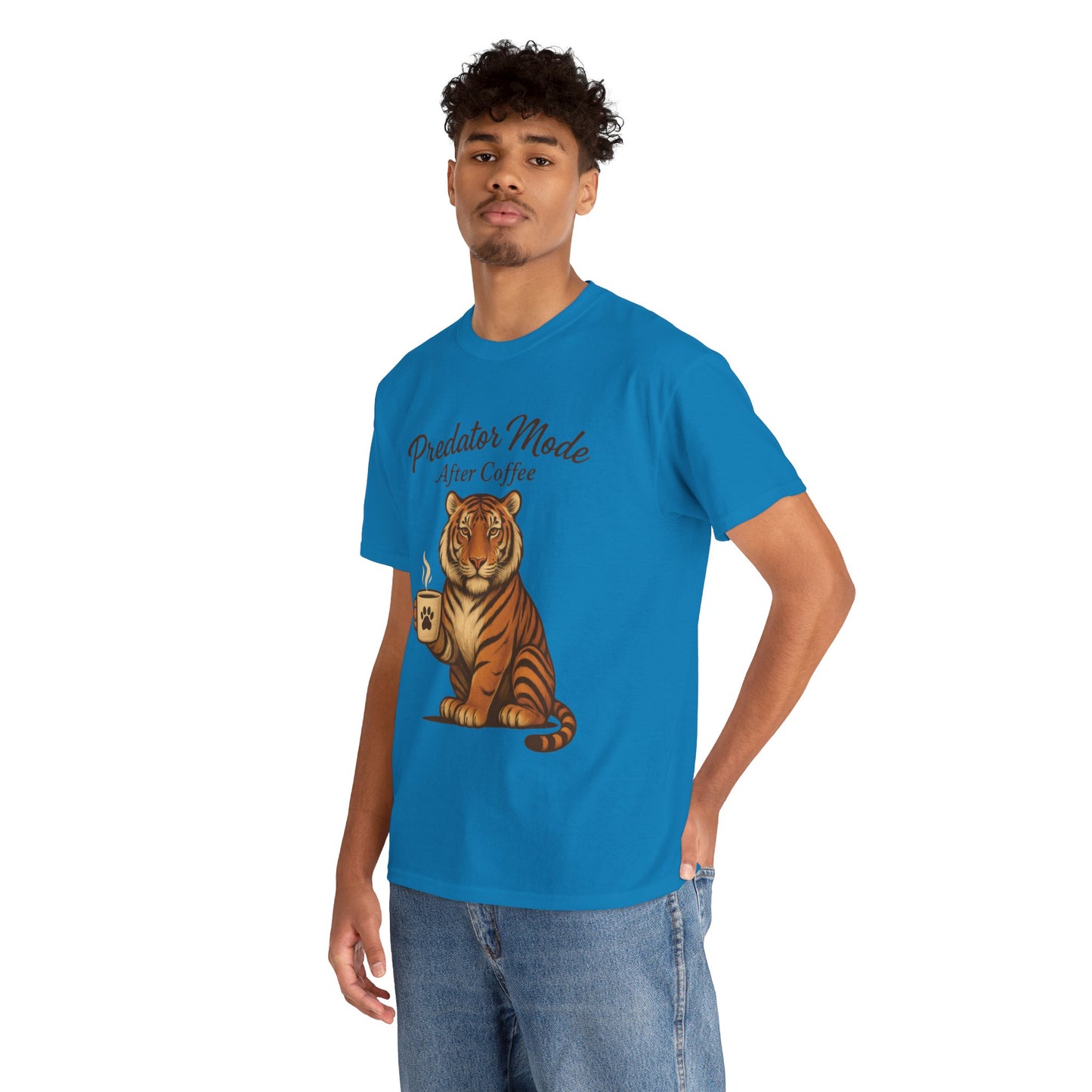 Predator Mode After Coffee Tiger Shirt, Funny Coffee Lover Tee, Mens Caffeine Graphic Tee, Morning Motivation Tiger Shirt,Coffee Addict Gift