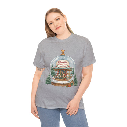 Holiday Café Christmas T-Shirt for Women, Warm Cocoa  Carousel Tee