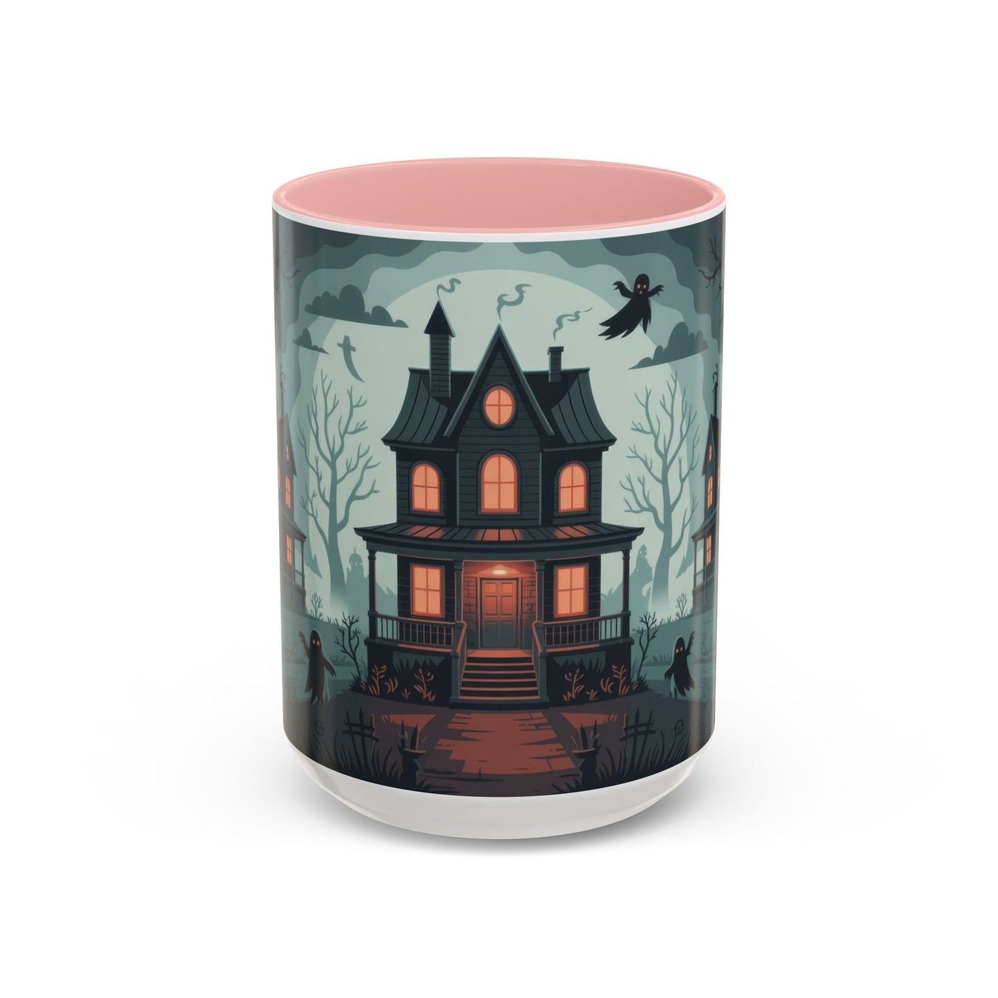 Haunted Mansion Mug, Ghostly Gothic Forest Coffee Cup, Spooky Haunted House Halloween Gift for Horror Lovers, Accent Coffee Mug (11, 15oz)