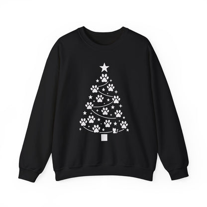 Paw Christmas Tree Women's Sweatshirt, Pet Lover Holiday Sweater
