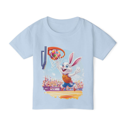 Basketball Bunny Easter Toddler T-Shirt - Cute Bunny Dunking Egg Ball, Fun Spring Sports Tee for Kids, Holiday Gift Idea,  Easter Gift
