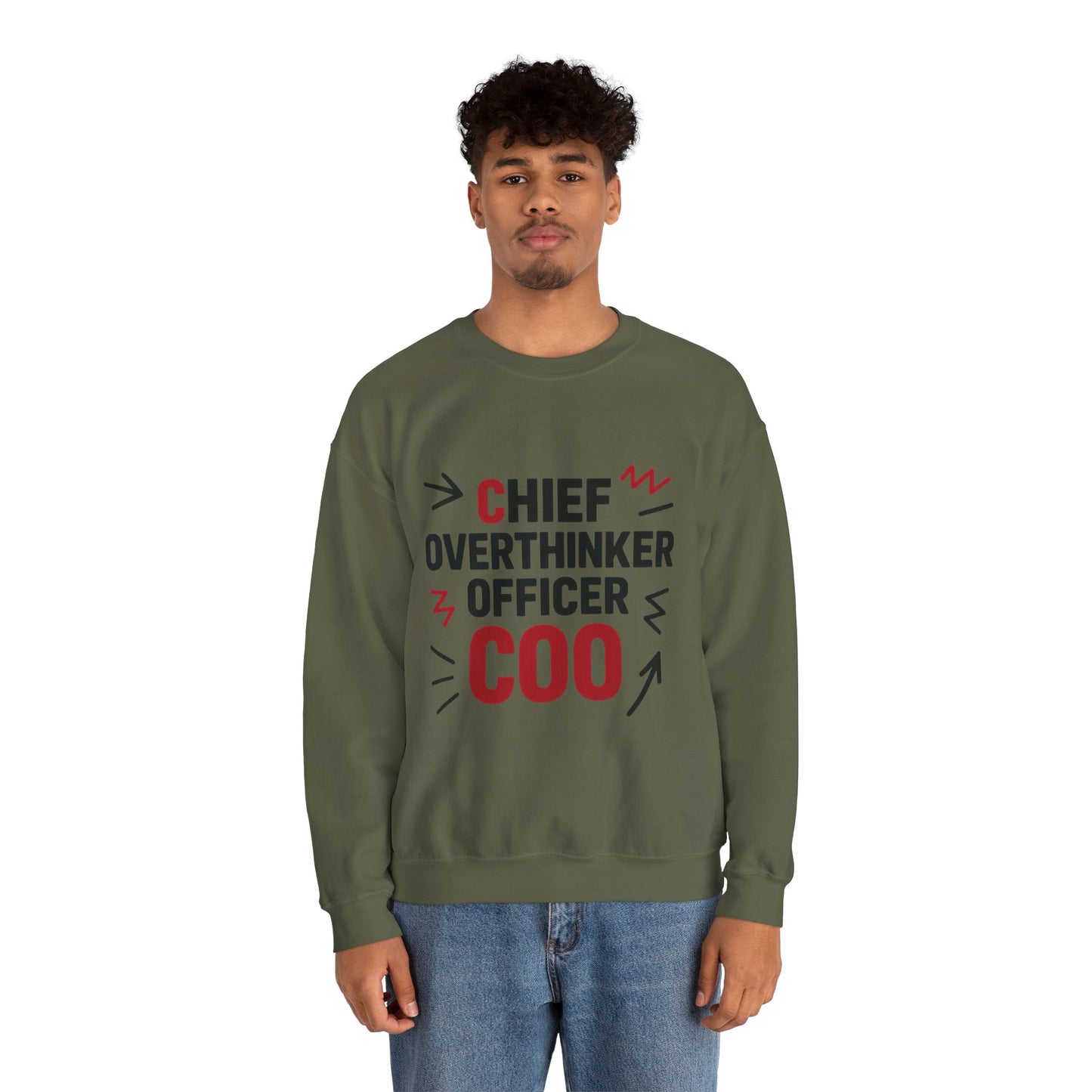 Chief Overthinker Officer Men's Sweatshirt, COO Funny Office Humor Graphic Pullover, Men's Heavy Blend™ Crewneck Sweatshirt