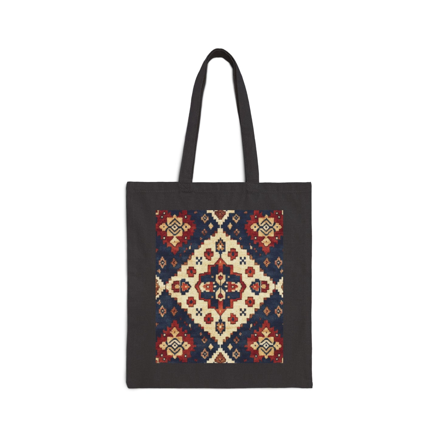 Boho Cotton Canvas Tote Bag, Shopping Bag for Everyday Use, Beach, Grocery, Gifts, Sustainable Style, Traditional Turkish Carpet Pattern