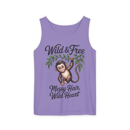 Wild & Free Monkey Tank Top, Messy Hair Wild Heart Womens Tank, Cute Jungle Animal Shirt, Boho Adventure Tank, Fun Nature Lover Gift