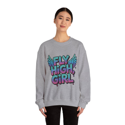 Women's Sweatshirt Fly High Girl, Graffiti Drip Angel Wings Streetwear Pullover Top