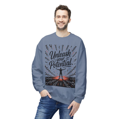 Unleash Your Potential Men's Sweatshirt, Motivational Crewneck, Inspirational Gift For Men, Gift for Graduates, Personal Growth Apparel