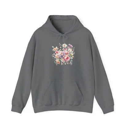 Floral Comfort Hoodie, Cozy Sweatshirt for Women, Spring Fashion, Gift for Her, Casual Everyday Wear, Soft Pastel Flower Print Sweatshirt
