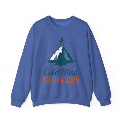 Men's Heavy Blend™ Crewneck Sweatshirt, Cold Mind Strong Body Sweatshirt, Nordic Mountain Minimalist Pullover