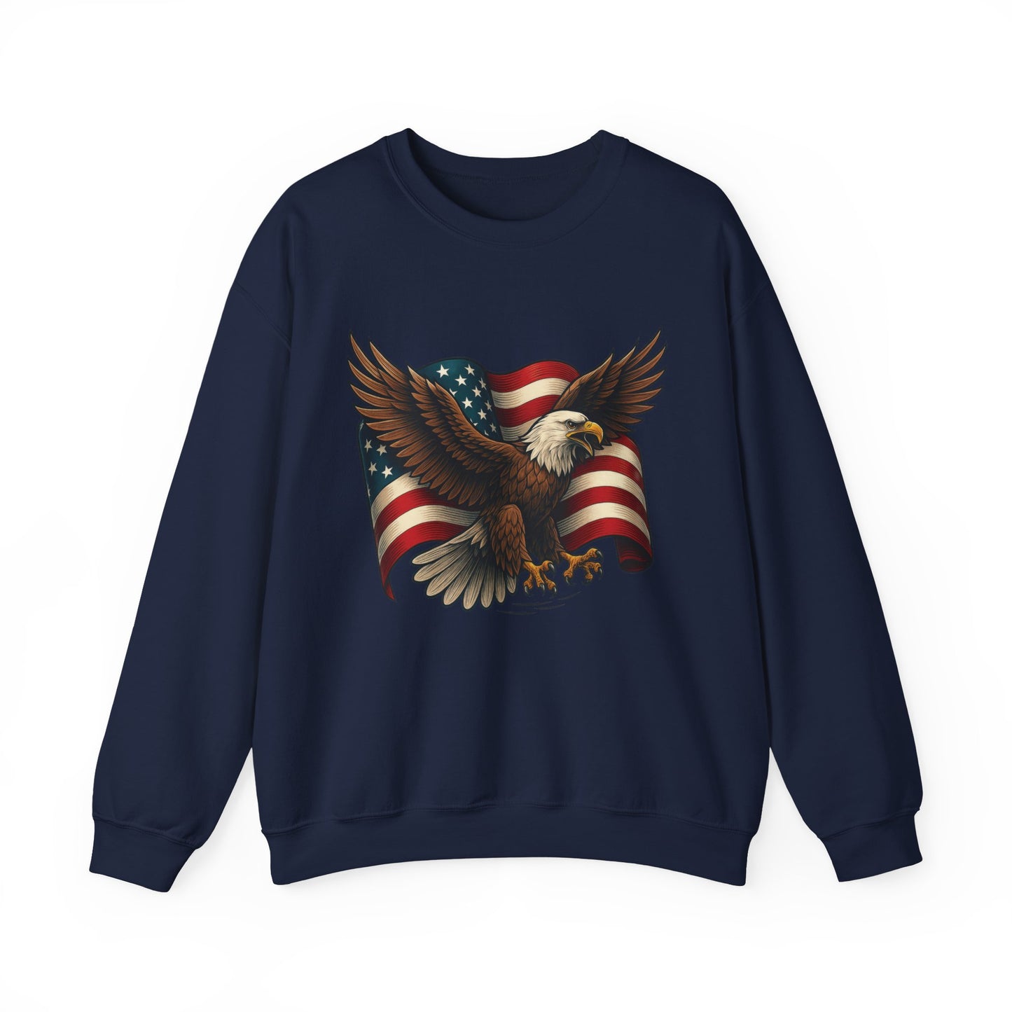 Patriotic Eagle Sweatshirt - Unisex Crewneck, USA Flag Apparel, Memorial Day, Veteran's Day, Independence Day, Gift for Patriots