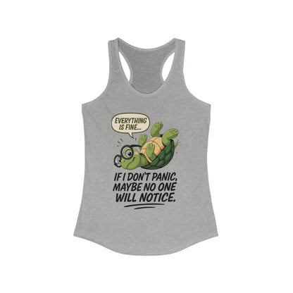 Funny Turtle Racerback Tank for Women, Gift for Animal Lovers, Gym Wear, Beach Outfit, Humor Clothing, Social Anxiety Joke