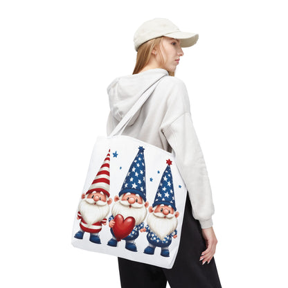 Patriotic Gnome Tote Bag, Stars and Stripes Reusable Grocery Bag, Cute Gnome Summer Bag, Holiday Gift Tote, Eco-Friendly Shopping Bag