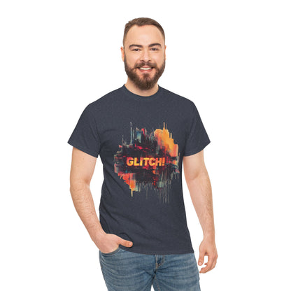 Glitch Art Unisex Heavy Cotton Tee, Trendy Graphic Top, Gift for Tech Lovers, Abstract Street Style Graphic Tee,Techcore Aesthetic Shirt