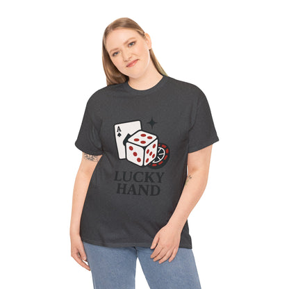 Lucky Hand Unisex Heavy Cotton Tee, Gambling Shirt, Casino Wear, Good Luck Gift, Poker T-Shirt, Casual Vintage Style