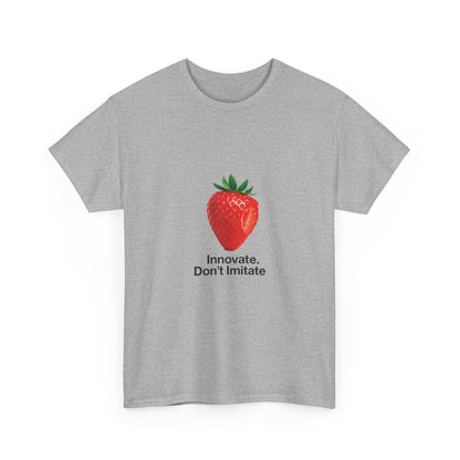 Strawberry Women's Heavy Cotton Tee, Innovate Don't Imitate Shirt,  Graphic Tee, Casual Wear, Gift Idea, Summer Style, Witty Design T-Shirt