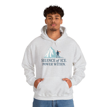 Men's Heavy Blend™ Hooded Sweatshirt, Silence of Ice Power Within Hoodie, Nordic Minimal Iceberg Graphic Streetwear