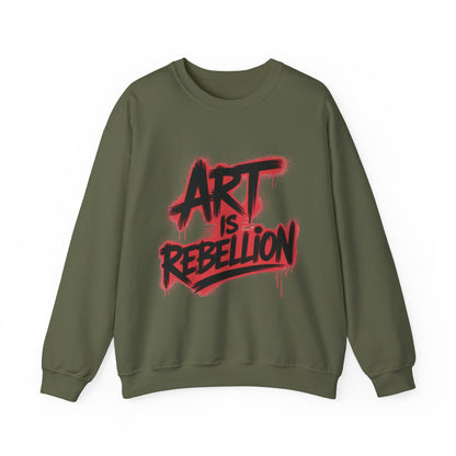 Men'sHeavy Blend™ Crewneck Sweatshirt, Art Is Rebellion Men's Crewneck Sweatshirt, Graffiti Street Art Pullover, Urban Rebellion Streetwear