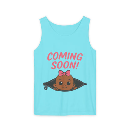 Coming Soon Maternity  Tank Top, Cute Baby Girl Pregnancy Announcement Shirt, Expecting Mom Gift, Gender Reveal Tank, Baby Shower Gift
