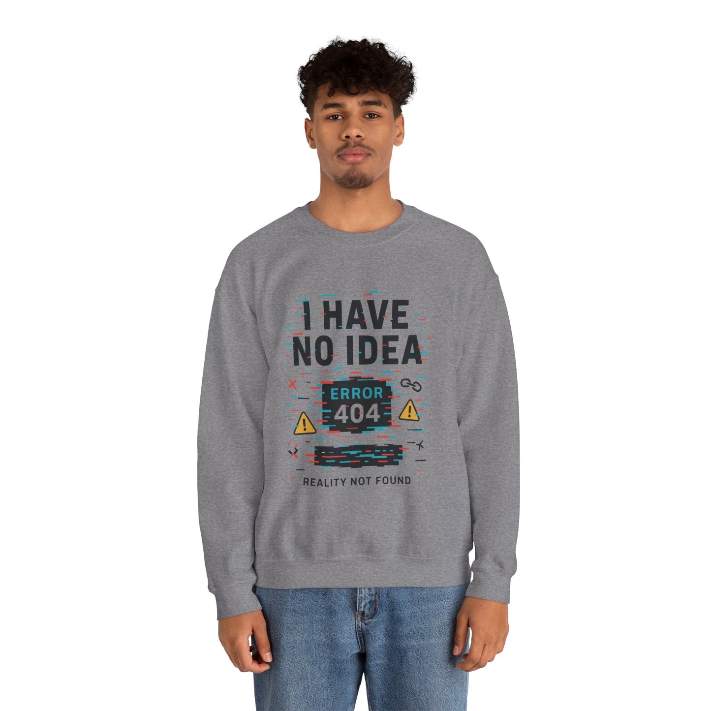 Error 404 Humor Crewneck Sweatshirt, Comfy Unisex Oversized Sweater, Fun Casual Wear, Tech Lover Gift, Everyday Loungewear
