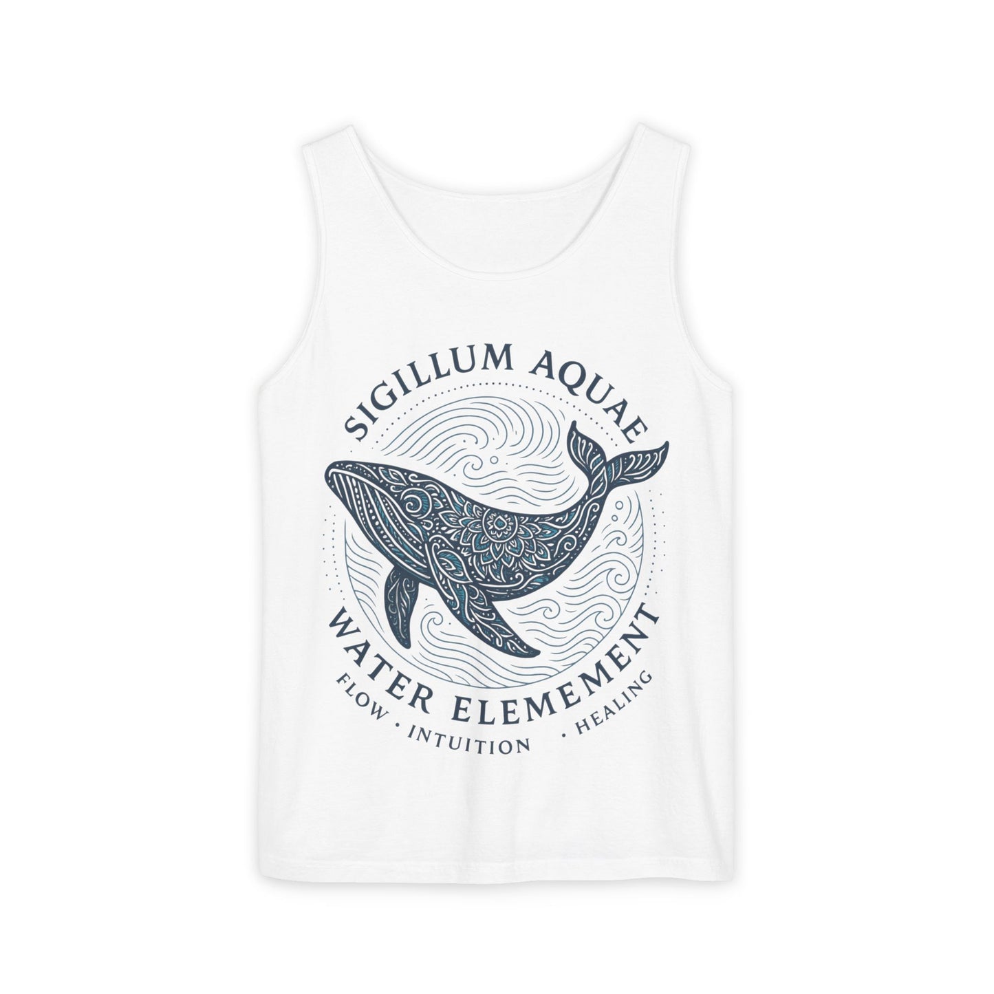 Water Element Whale Tank Top, Sigillum Aquae Symbol, Spiritual Ocean Totem Tee, Nature Energy Tee, Beachwear, Mindfulness Fashion