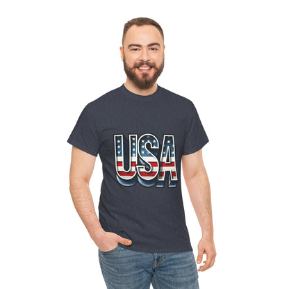 USA Patriotic Unisex Heavy Cotton Tee, American Pride Shirt, July 4th T-Shirt, Independence Day Apparel, Casual Summer Top