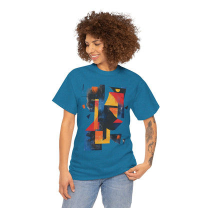 Abstract Geometric Art T-Shirt, Colorful Unisex Heavy Cotton Tee, Modern Artistic Shirt, Bold Graphic Print Tee