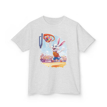 Easter Basketball Bunny Kids T-Shirt - Funny Bunny Dunking Egg Ball, Cute Spring Sports Tee for Kids, Fun Holiday Gift Idea