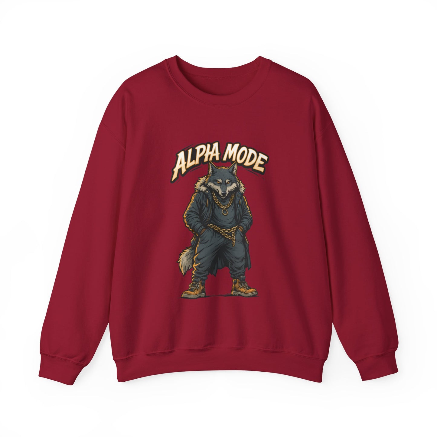 Alpha Mode Wolf Crewneck Sweatshirt, Mens Streetwear Pullover, Hip Hop Savage Wolf Sweater, Alpha Male Graphic Crewneck, Urban Wolf Gift