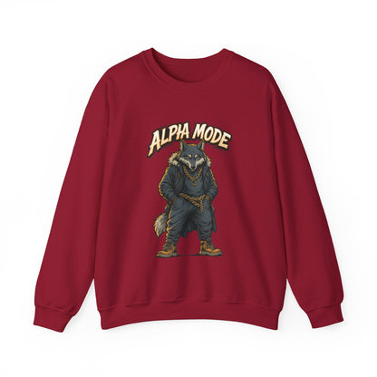 Alpha Mode Wolf Crewneck Sweatshirt, Mens Streetwear Pullover, Hip Hop Savage Wolf Sweater, Alpha Male Graphic Crewneck, Urban Wolf Gift