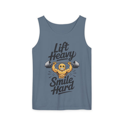 Mens Lift Heavy Smile Hard Tank Top, Funny Gym Workout Fitness Shirt, Mens Funny Gym Tank