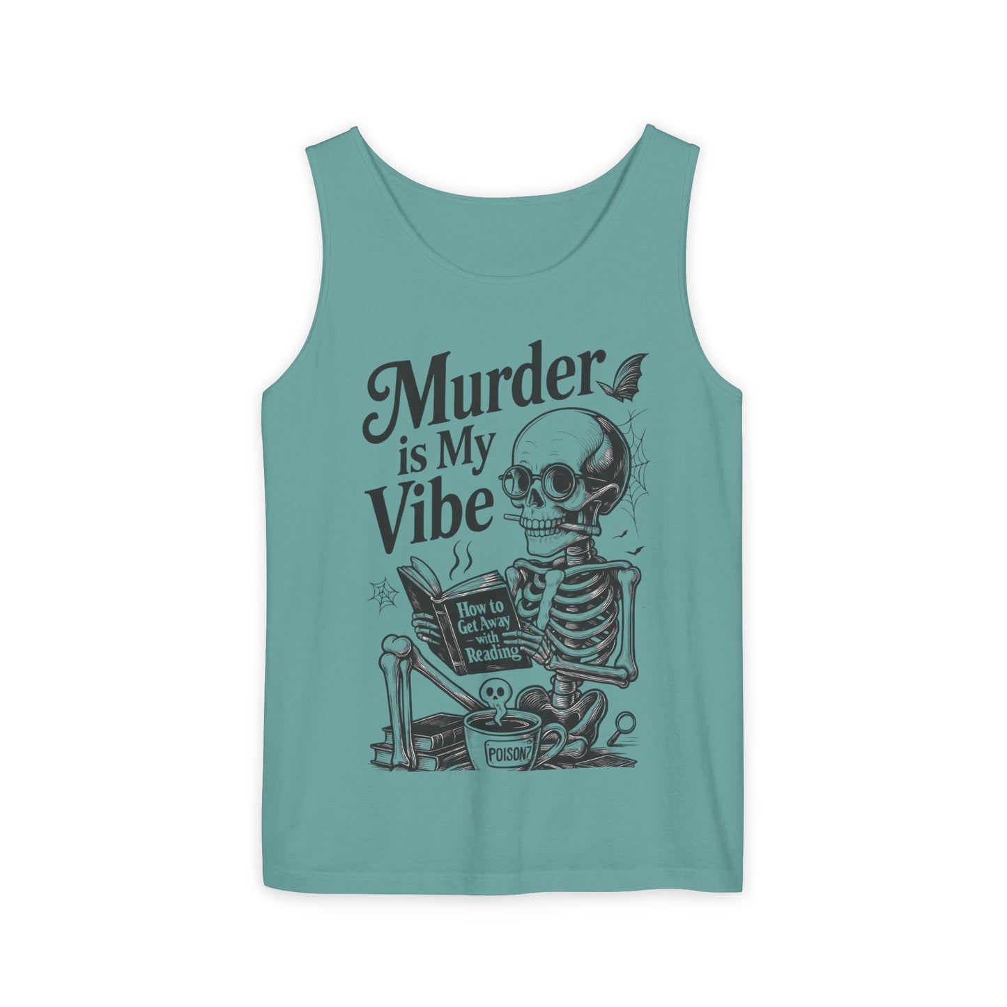 Murder Is My Vibe Tank Top, Mens Goth Tank, Halloween Clothing, Skeleton Graphic Tee, Cozy Casual Wear, Quirky Gift Idea